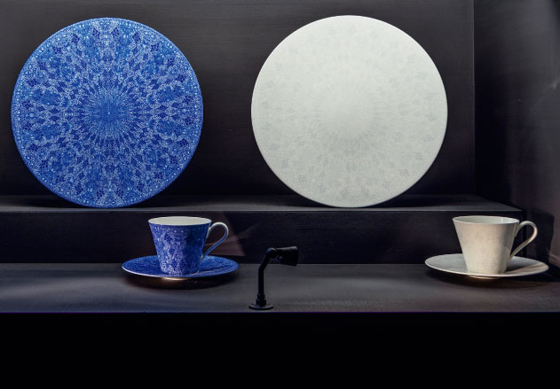 作品「New Inglaze Nerikomi Geometric Pattern Bone China – 2 color ways」